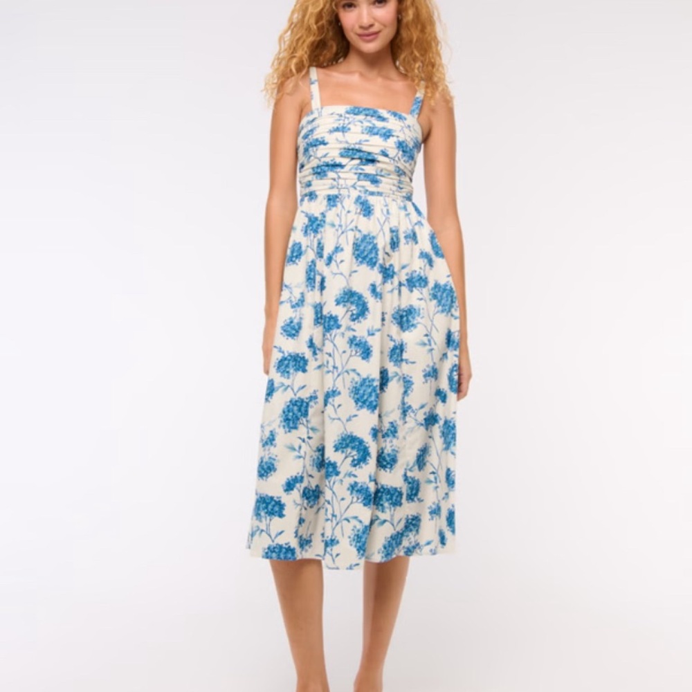 A&F Emerson Poplin Wide Strap Midi Dress